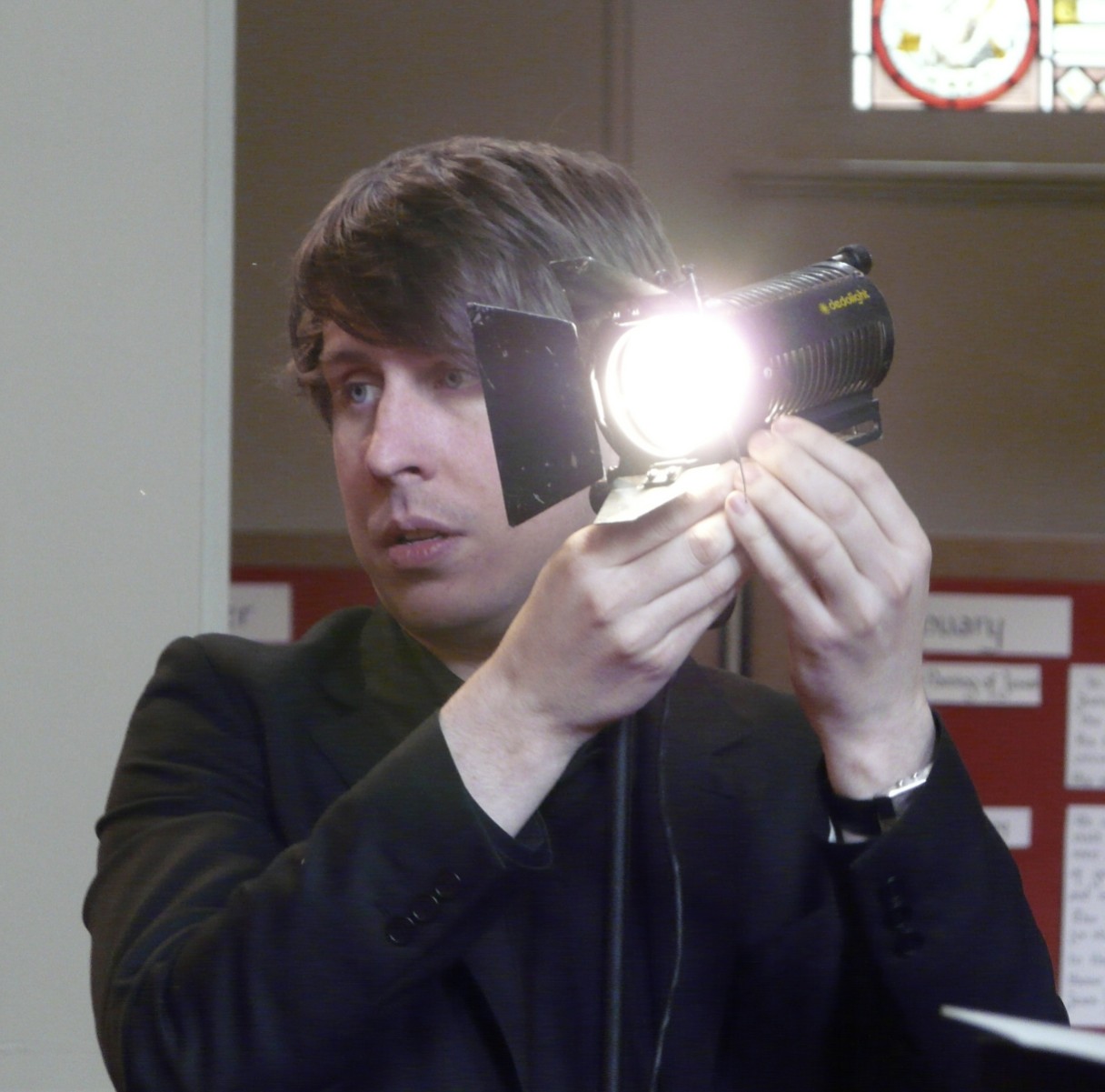 Dan sets up the lights